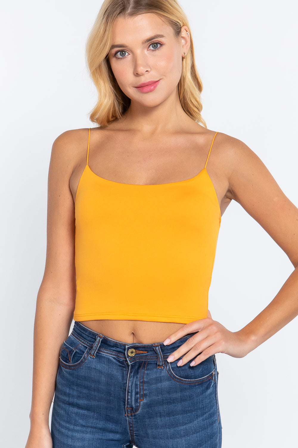 Elastic Strap Two Ply Dty Brushed Knit Cami Top